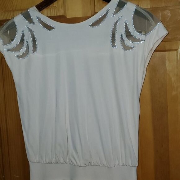 Badgley Mischka Collection Embellished Sheer Blush Maxi Event Lined Sz. 4 Dress - Picture 4 of 15